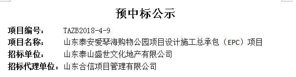 山东泰安爱琴海购物公园项目设计施工总承包（EPC）