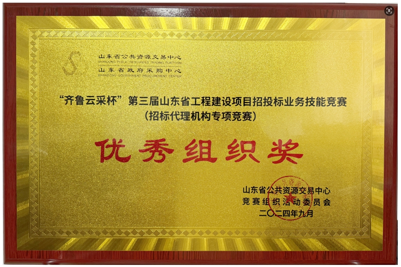 招标代理机构专项竞赛优秀组织奖